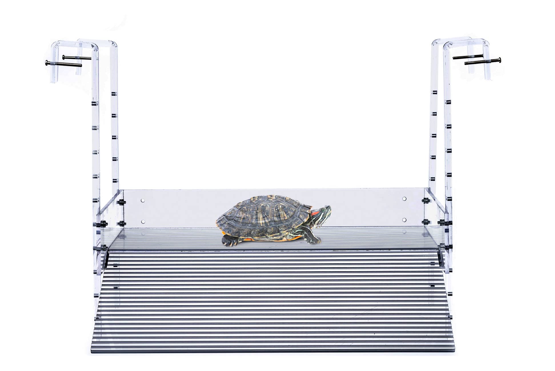 LaBrinx Designs extra-large wide hanging turtle ramp inside tank view, showcasing generous basking space.