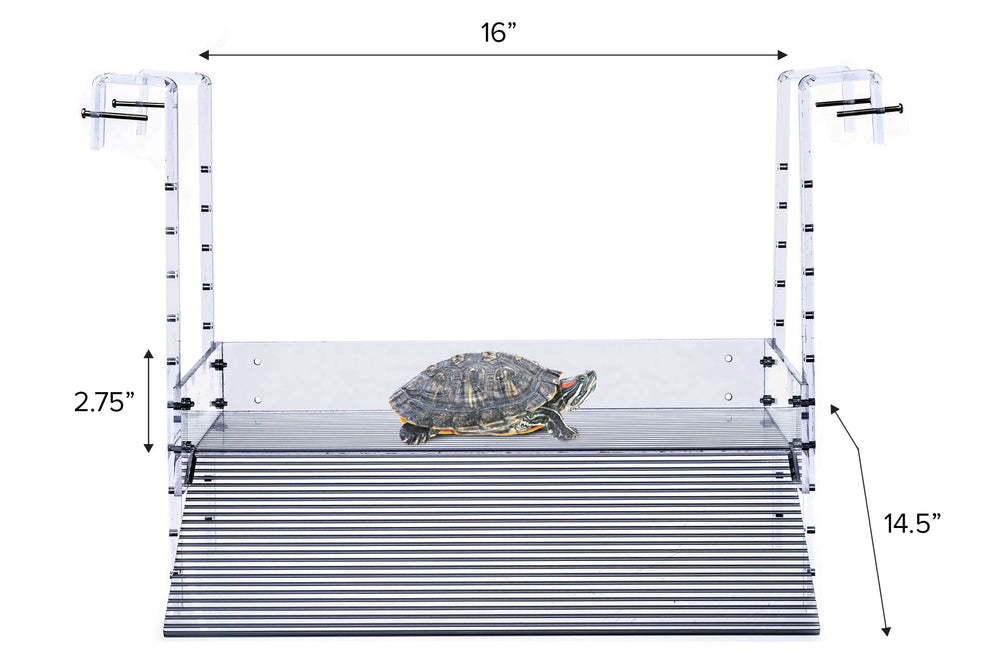 LaBrinx Designs turtle ramp mounted inside tank for space-efficient placement.