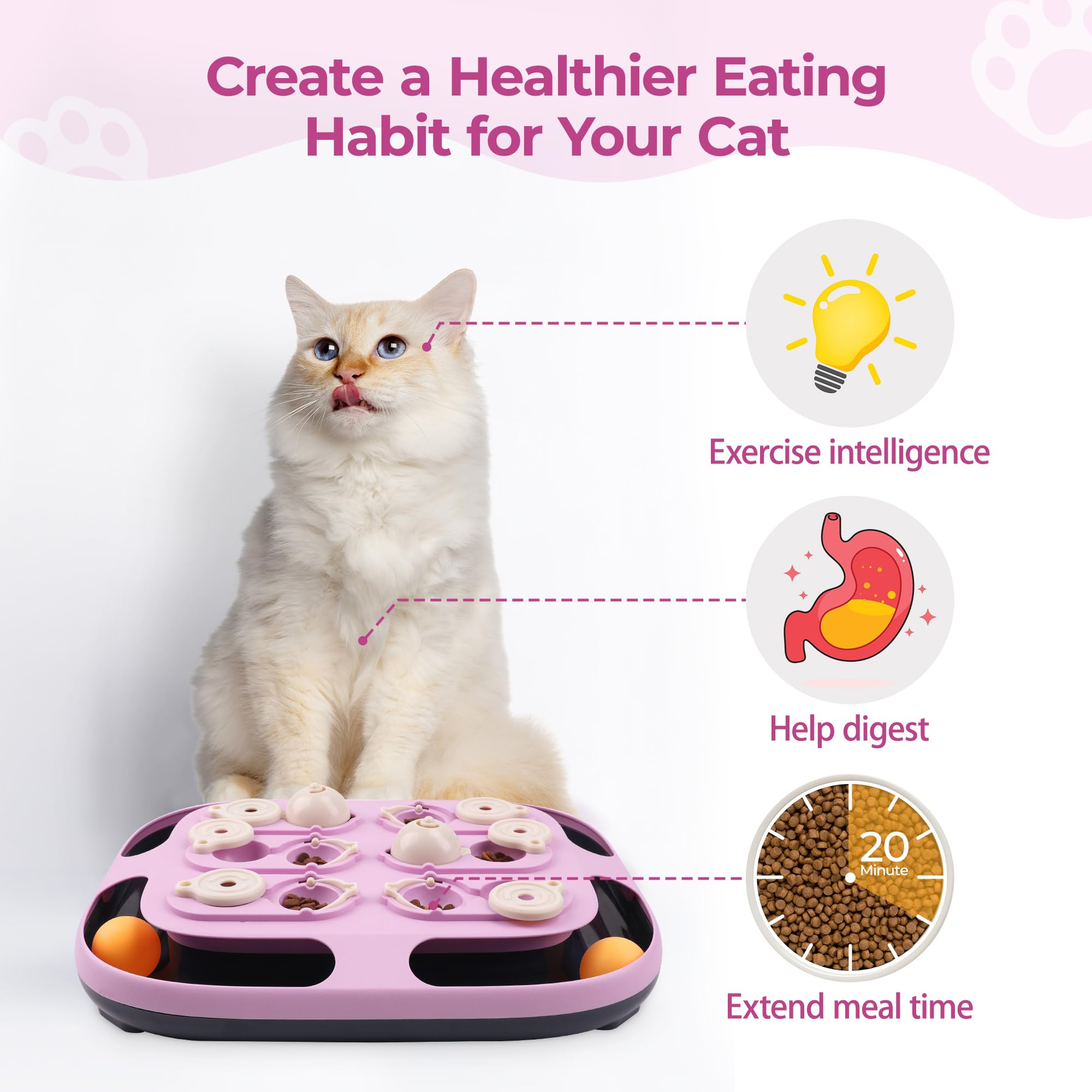 LACCEN cat puzzle toy slow-feeder feature slows meals for mindful feeding