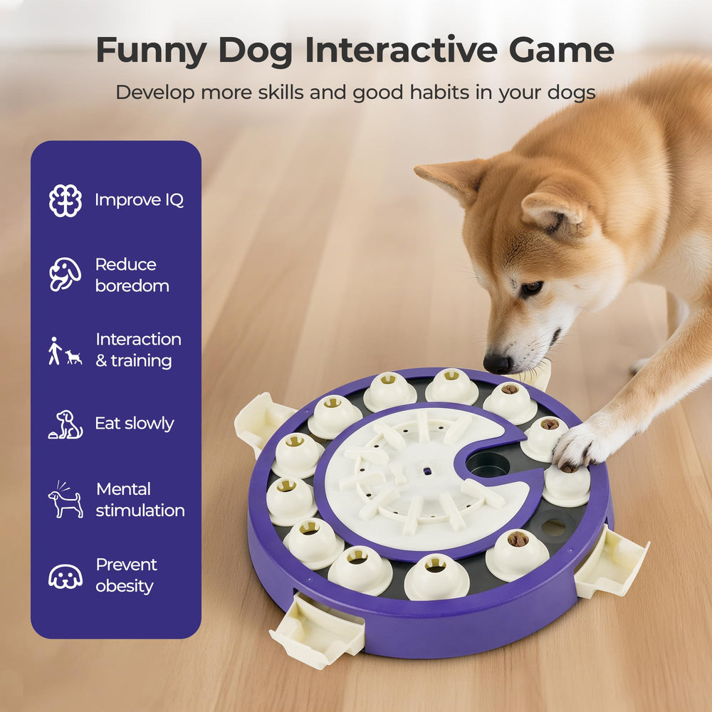 LACCEN dog puzzle slide mode with accessible path for cognitive play