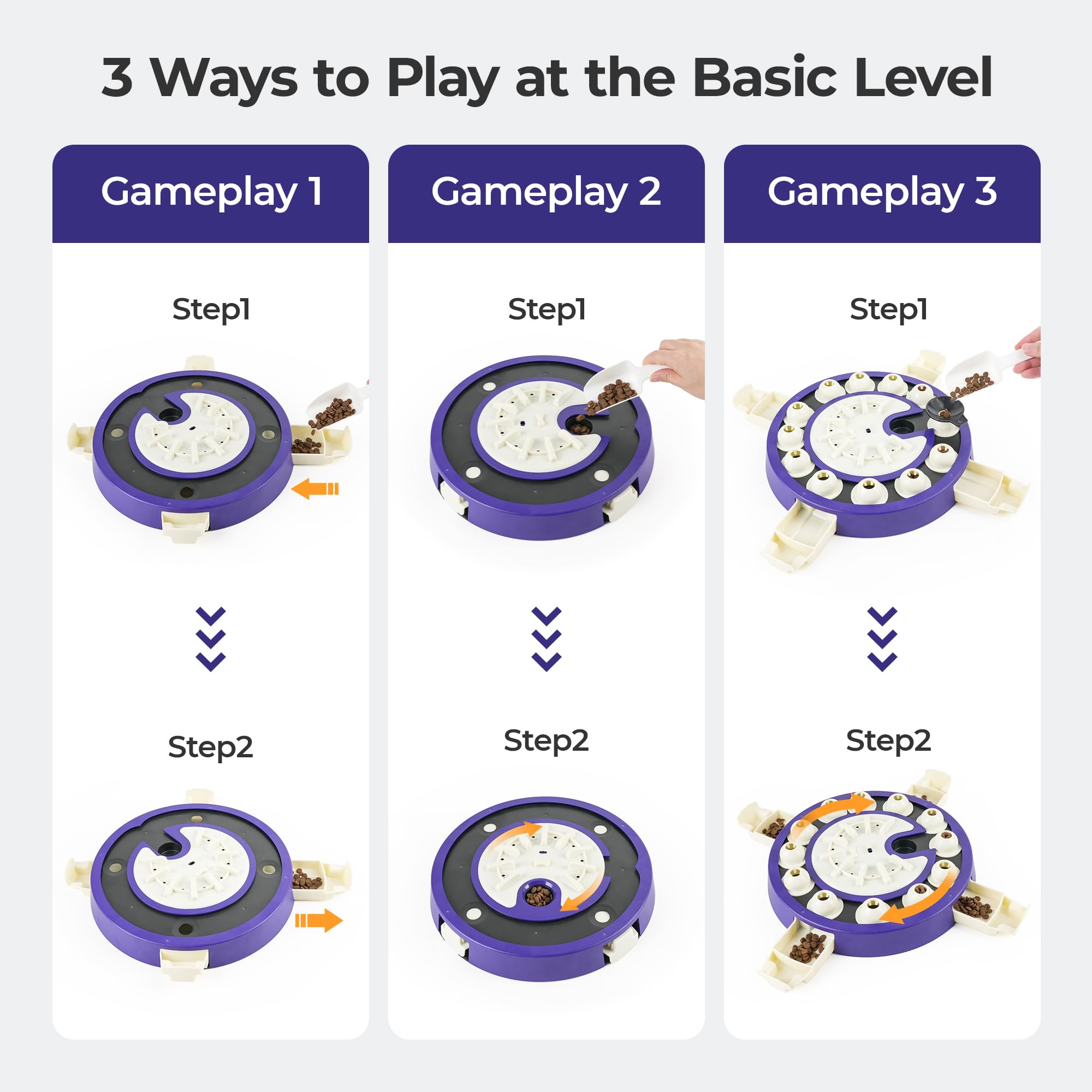 LACCEN dog puzzle spin mode showing rotating sections for problem solving