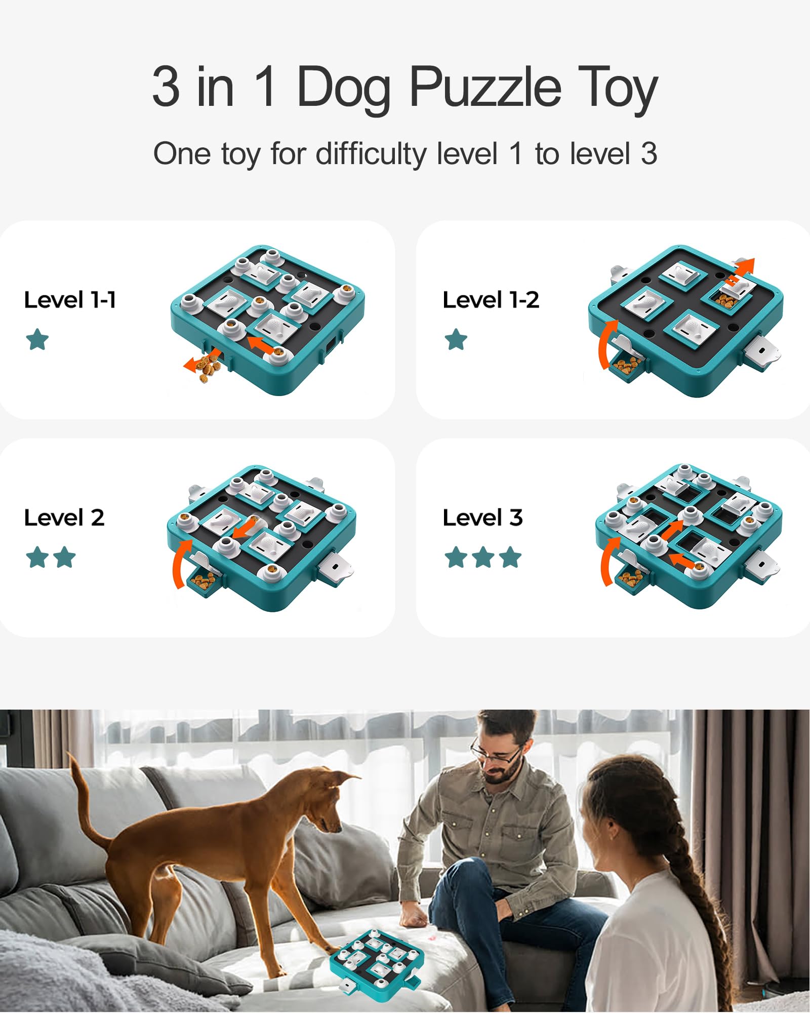 LACCEN dog puzzle toy sliding lid challenge engages noses and paws for steady problem-solving