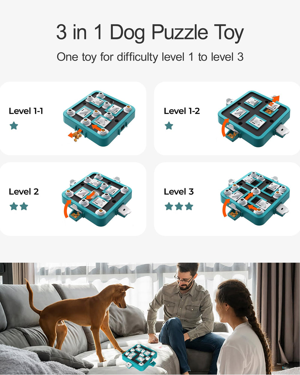 LACCEN dog puzzle toy sliding lid challenge engages noses and paws for steady problem-solving