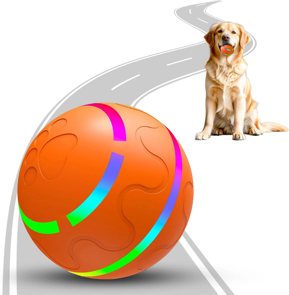 LADFAR interactive rolling dog toy front view demonstrates motion-activated play.