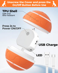 LADFAR interactive rolling dog toy side view highlights chew-resistant TPU shell.