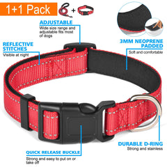 Ladoogo collar rojo con hilos reflectantes para visibilidad nocturna.