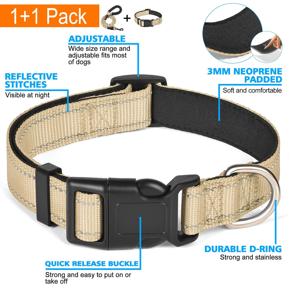 Collar nylon ajustable de Ladoogo, ideal para perros de distintos tamaños durante paseos