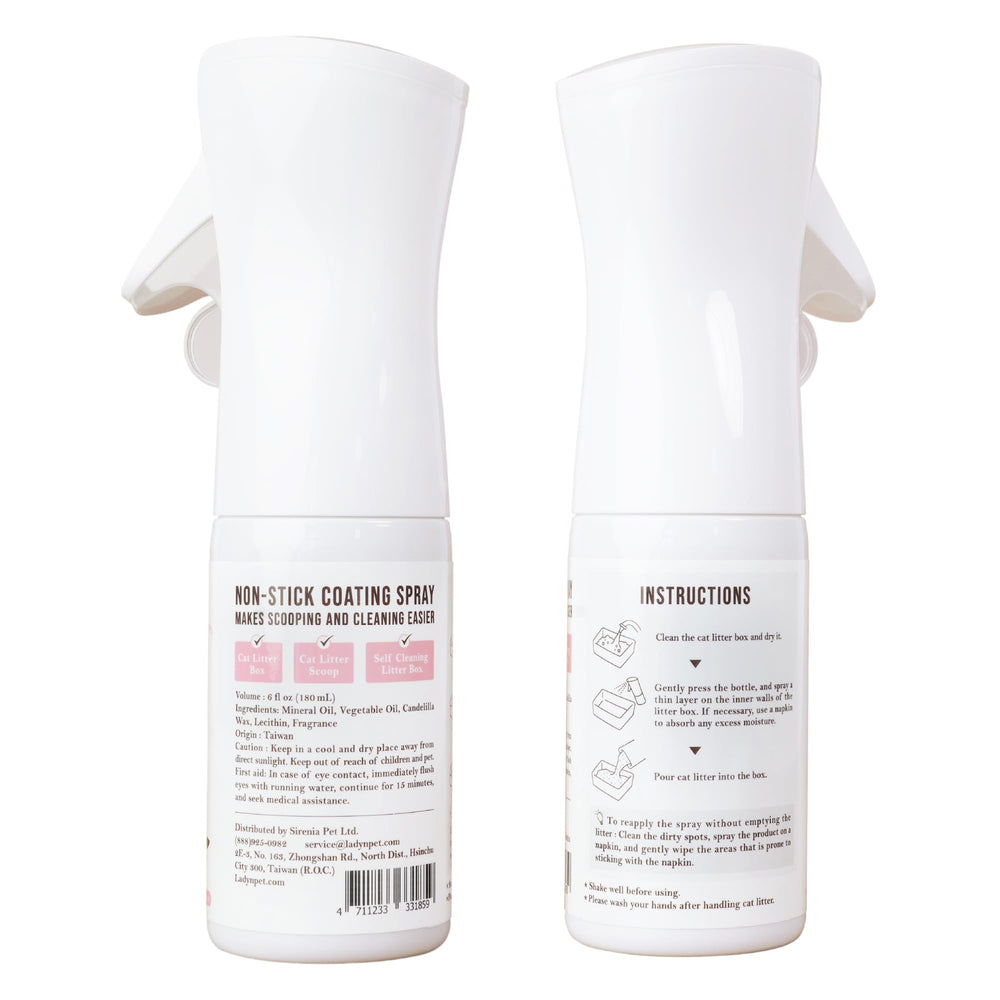 Lady N non-stick spray application demonstrates even coating for clutter-free cleanup.