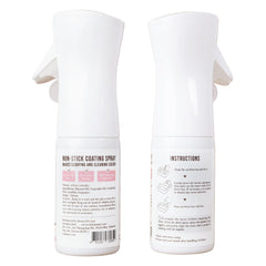 Lady N non-stick spray application demonstrates even coating for clutter-free cleanup.