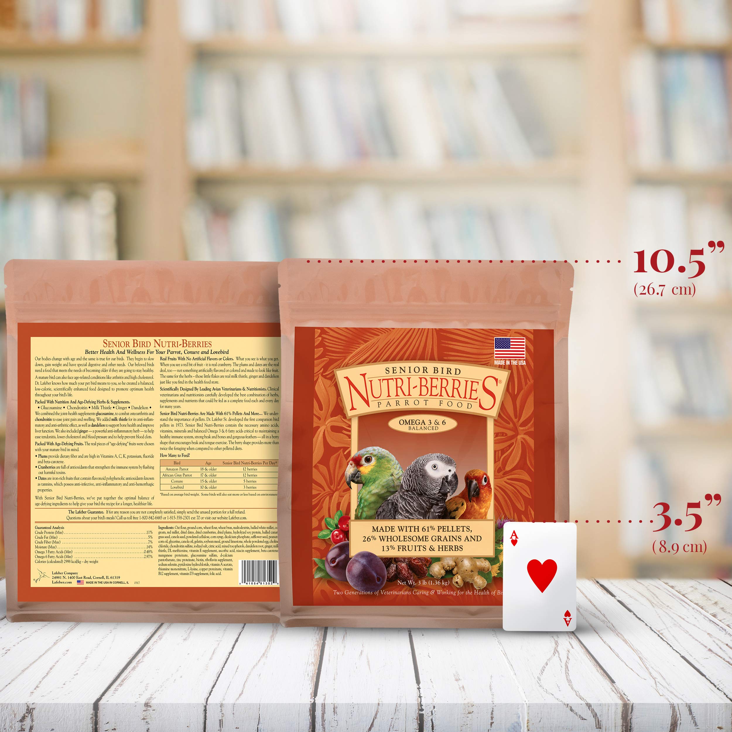 LAFEBER'S Senior Bird Nutri-Berries senior formula tailored for aging parrots.