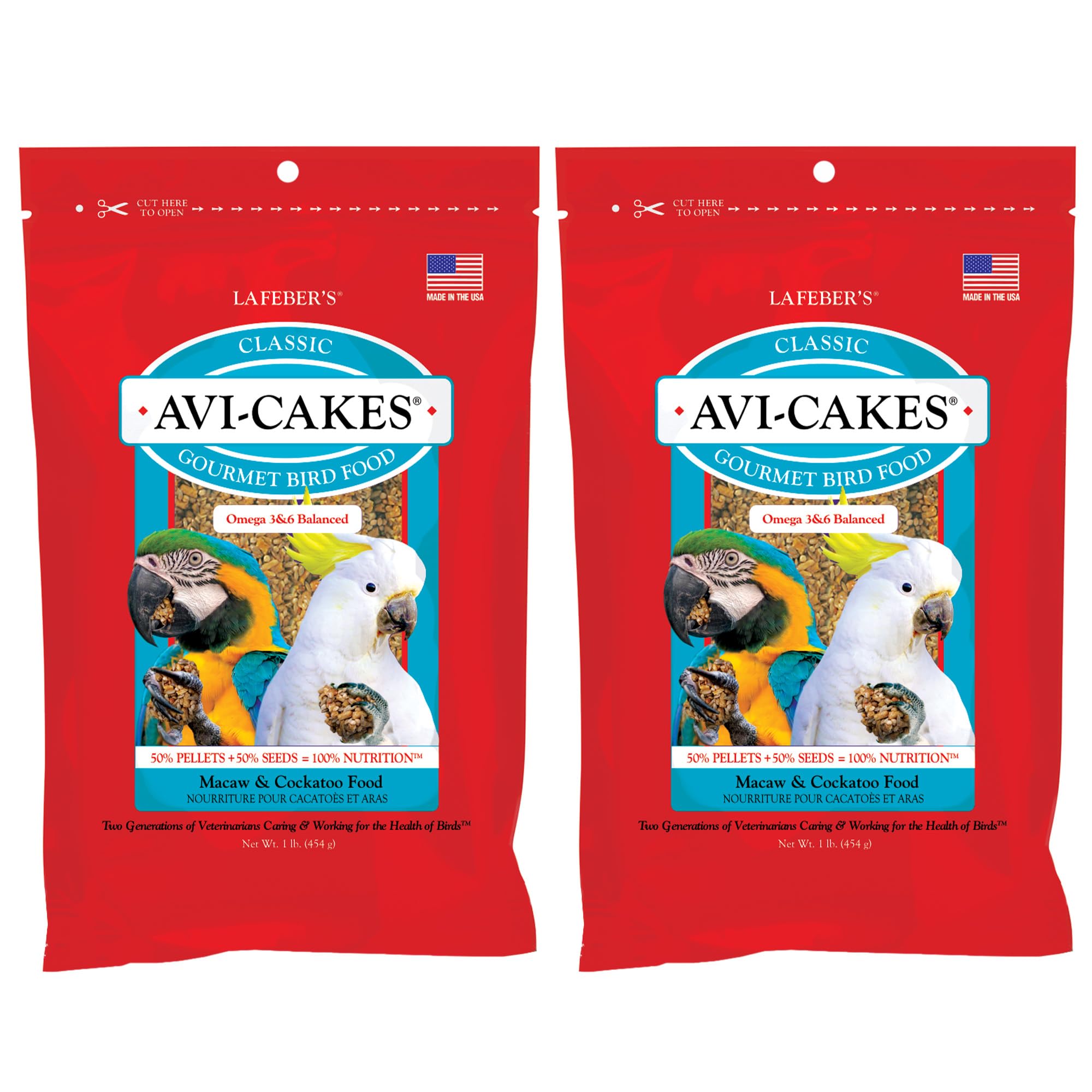 LAFEBER'S Classic Avi-Cakes packaging shows two 1 lb blocks for easy portioning.
