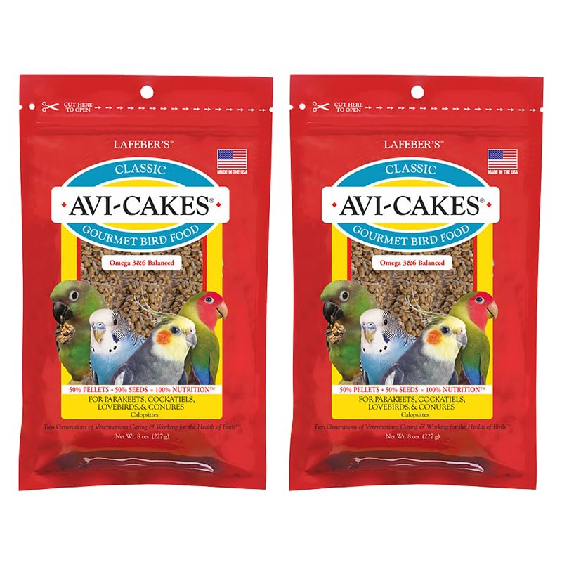 LAFEBER'S Classic Avi-Cakes packaging highlights two 8 oz packs for easy feeding.