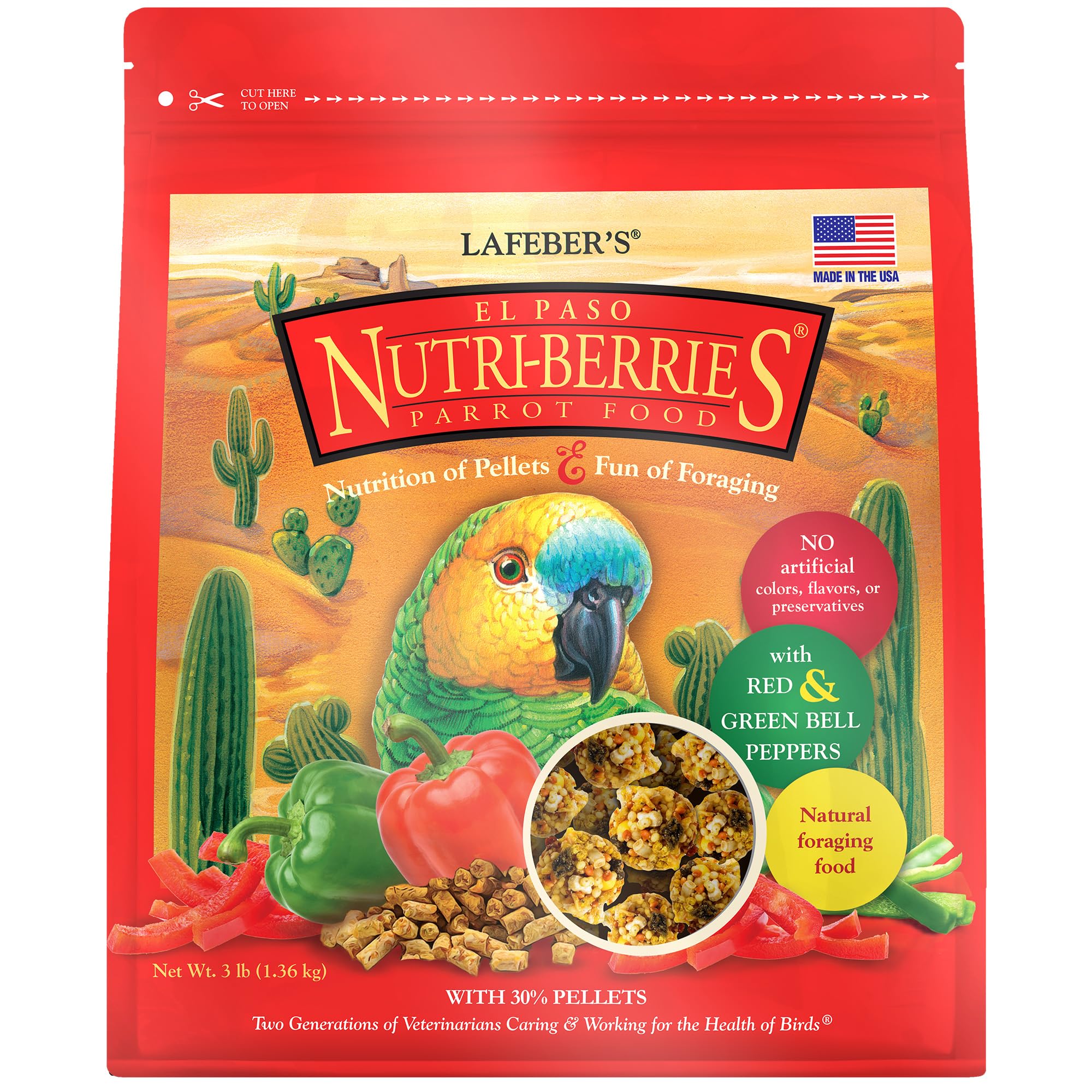 LAFEBER'S El Paso Nutri-Berries in a bowl boost parrot foraging.