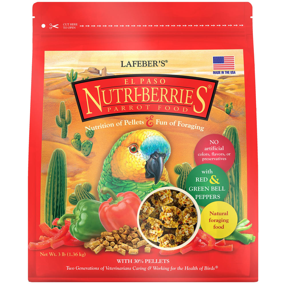 LAFEBER'S El Paso Nutri-Berries in a bowl boost parrot foraging.