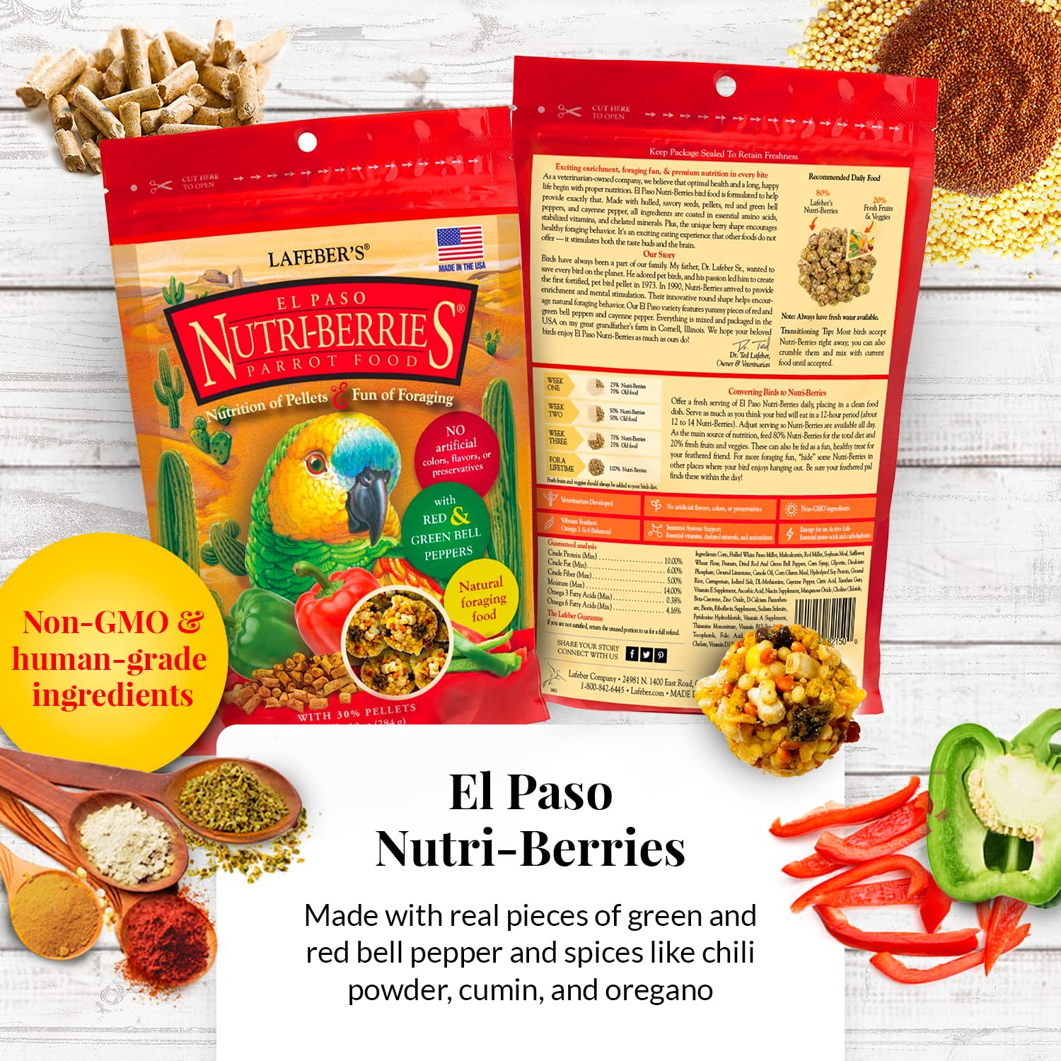 LAFEBER'S Garden Veggie Nutri-Berries bag with carrots and broccoli for healthy feeding.
