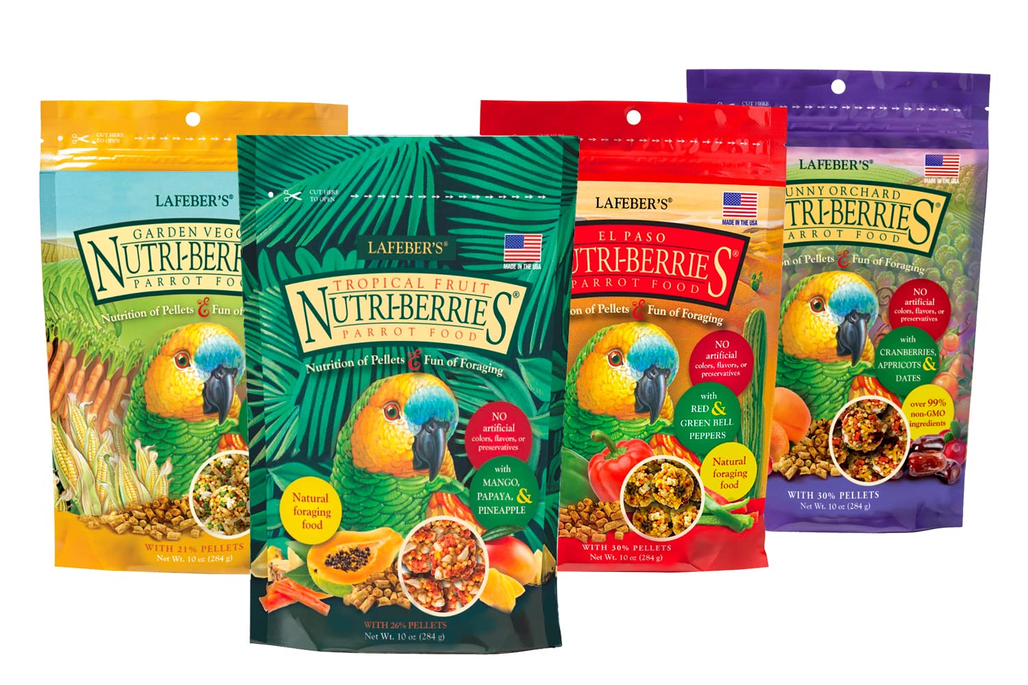 LAFEBER'S Gourmet Nutri-Berries Variety Sampler Bundle box front for parrots.