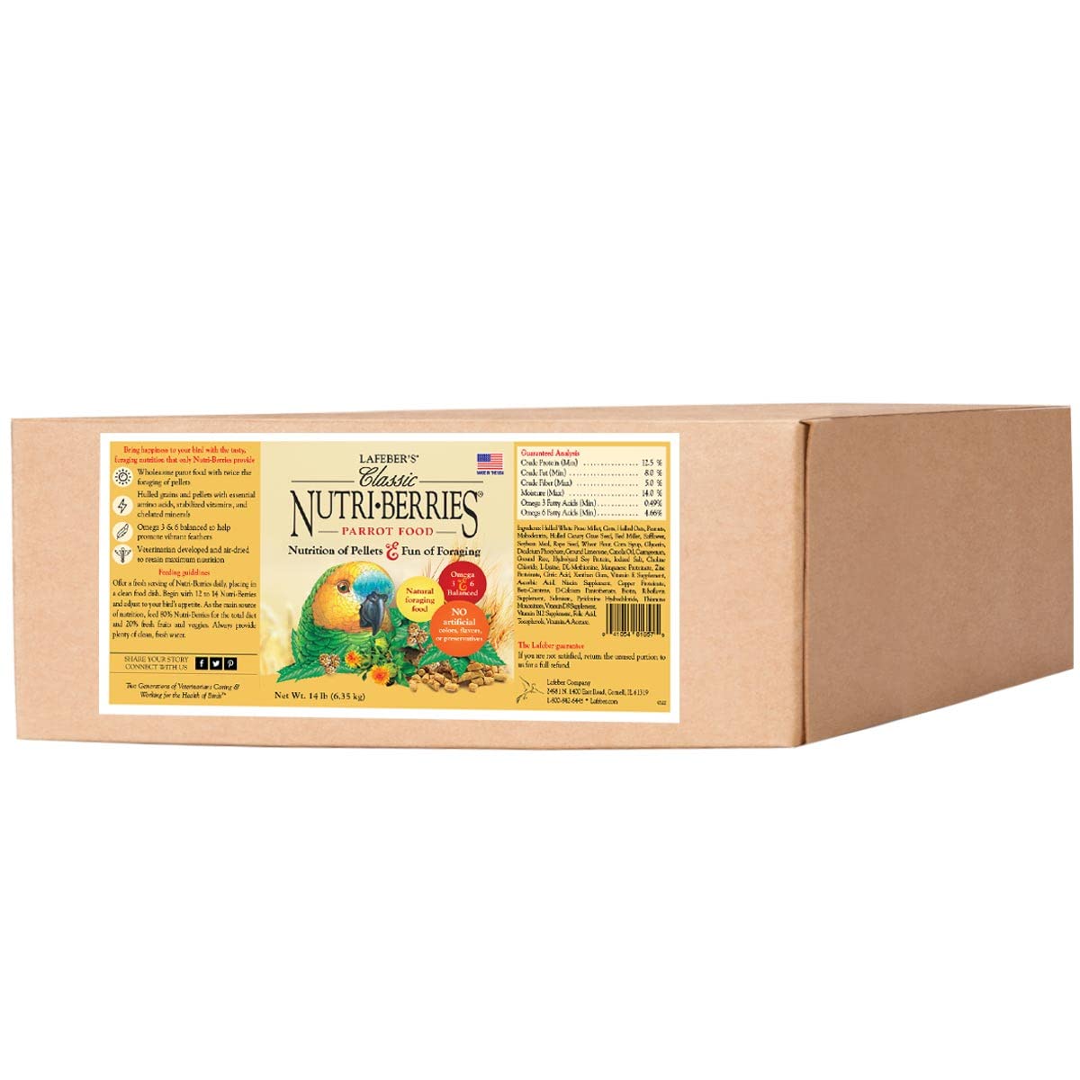 LAFEBER'S Nutri-Berries bag front showcases premium parrot nutrition