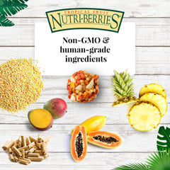 Nutritional balance with omega-3 and omega-6 for healthy skin and vibrant feathers.