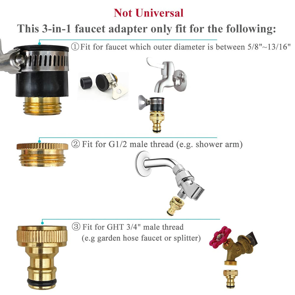 Laifoo faucet connector demonstrates 2-in-1 siphoning and refilling capability.