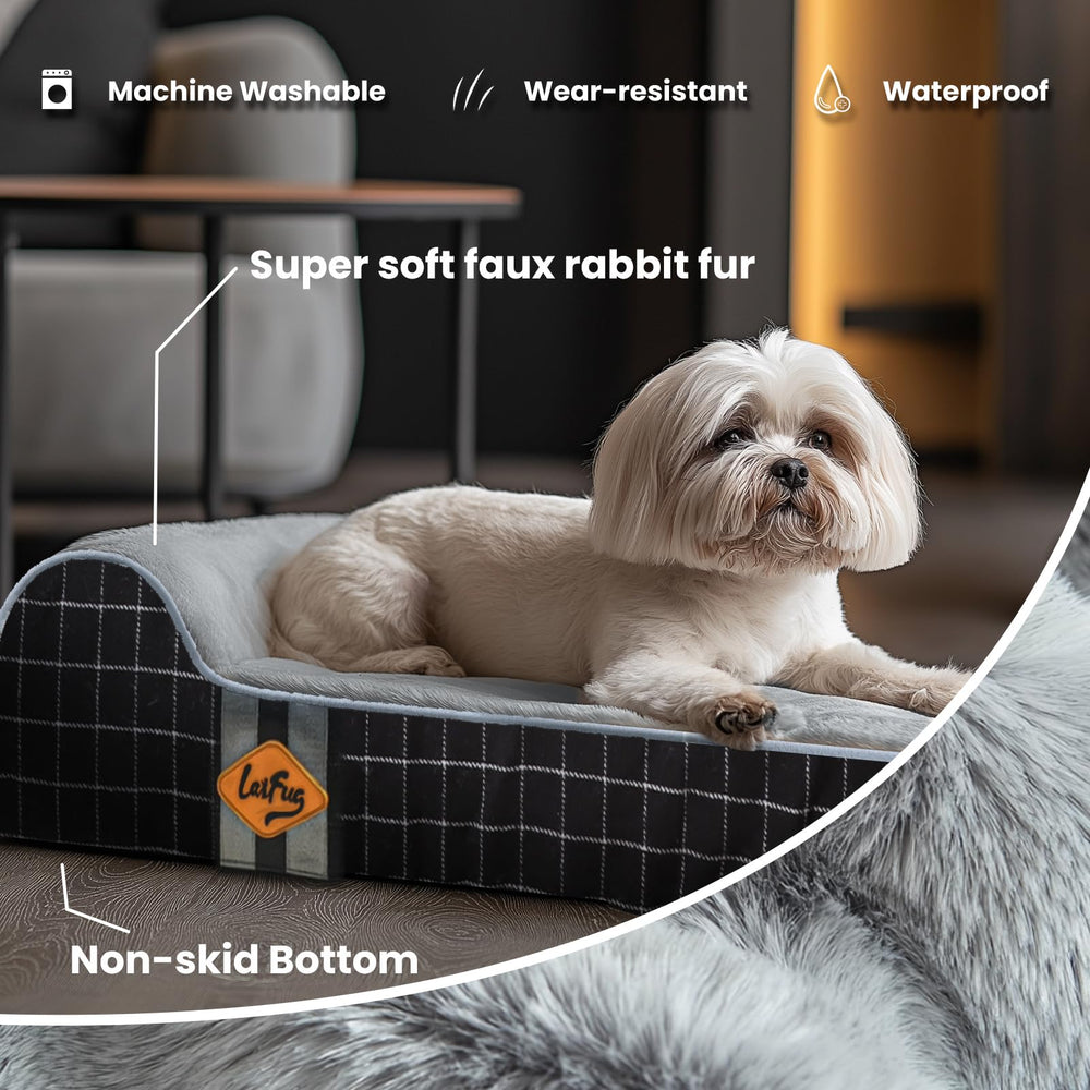 Laifug bed edges provide cozy security for snuggling pets.