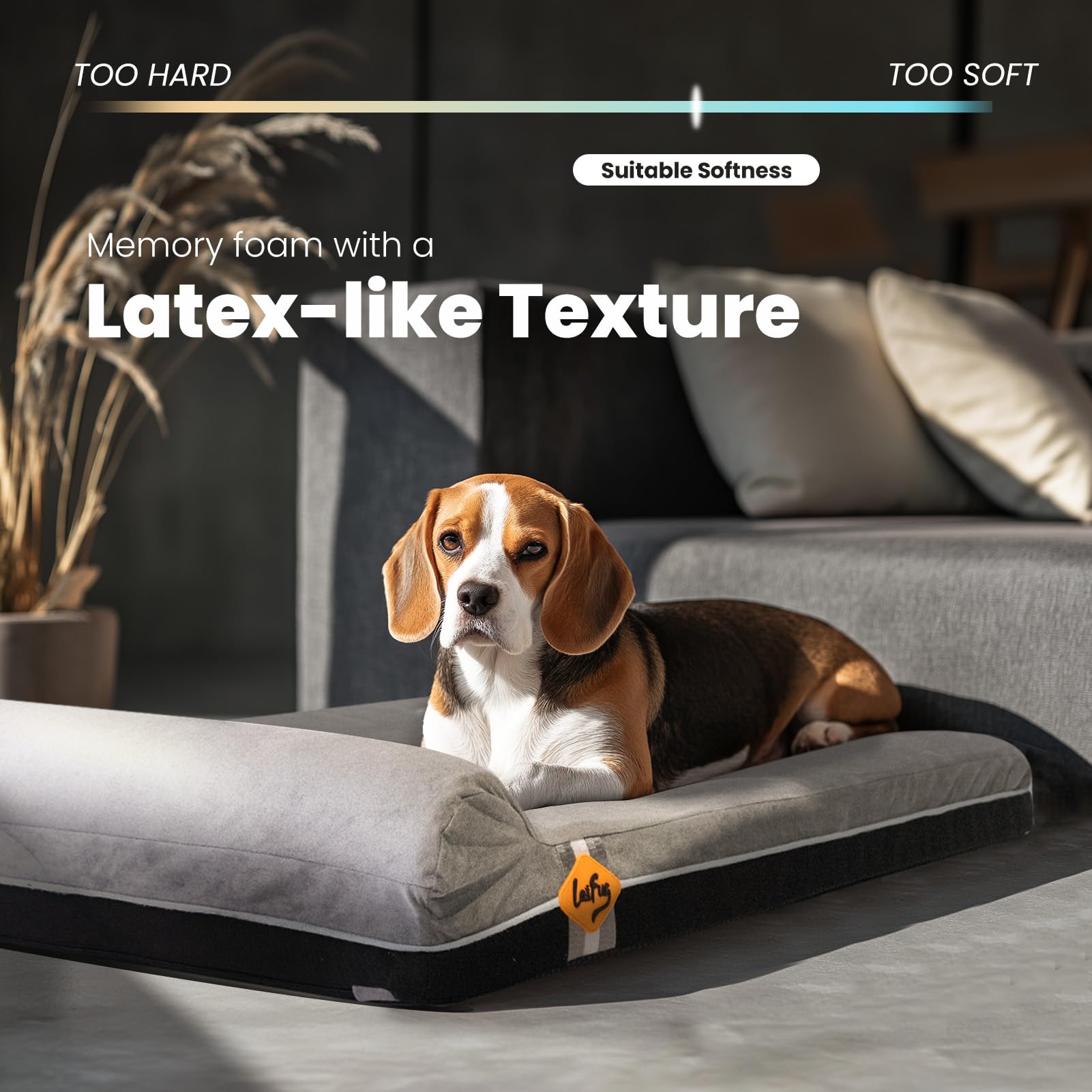 Laifug dog bed high-density-sponge-bottom provides a stable base and quick recovery