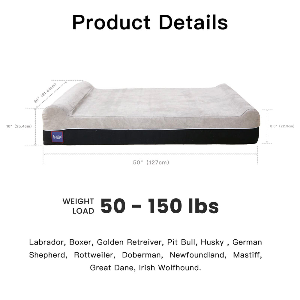 Laifug extra large dog bed side view showing ample space for big dogs