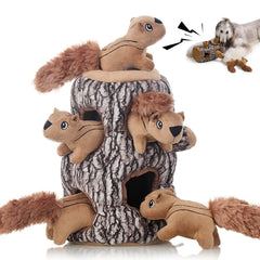 Laifug Hidden Squirrel Plush Dog Toy XL front view for engaging hide-and-seek play.