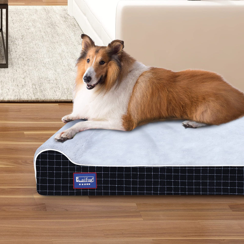 Laifug jumbo dog bed in a living room layout for large dogs.