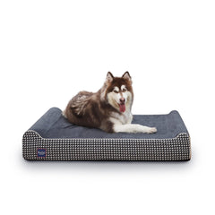 Laifug Orthopedic Memory Foam Bed front view shows dual pillows for neck and head support.