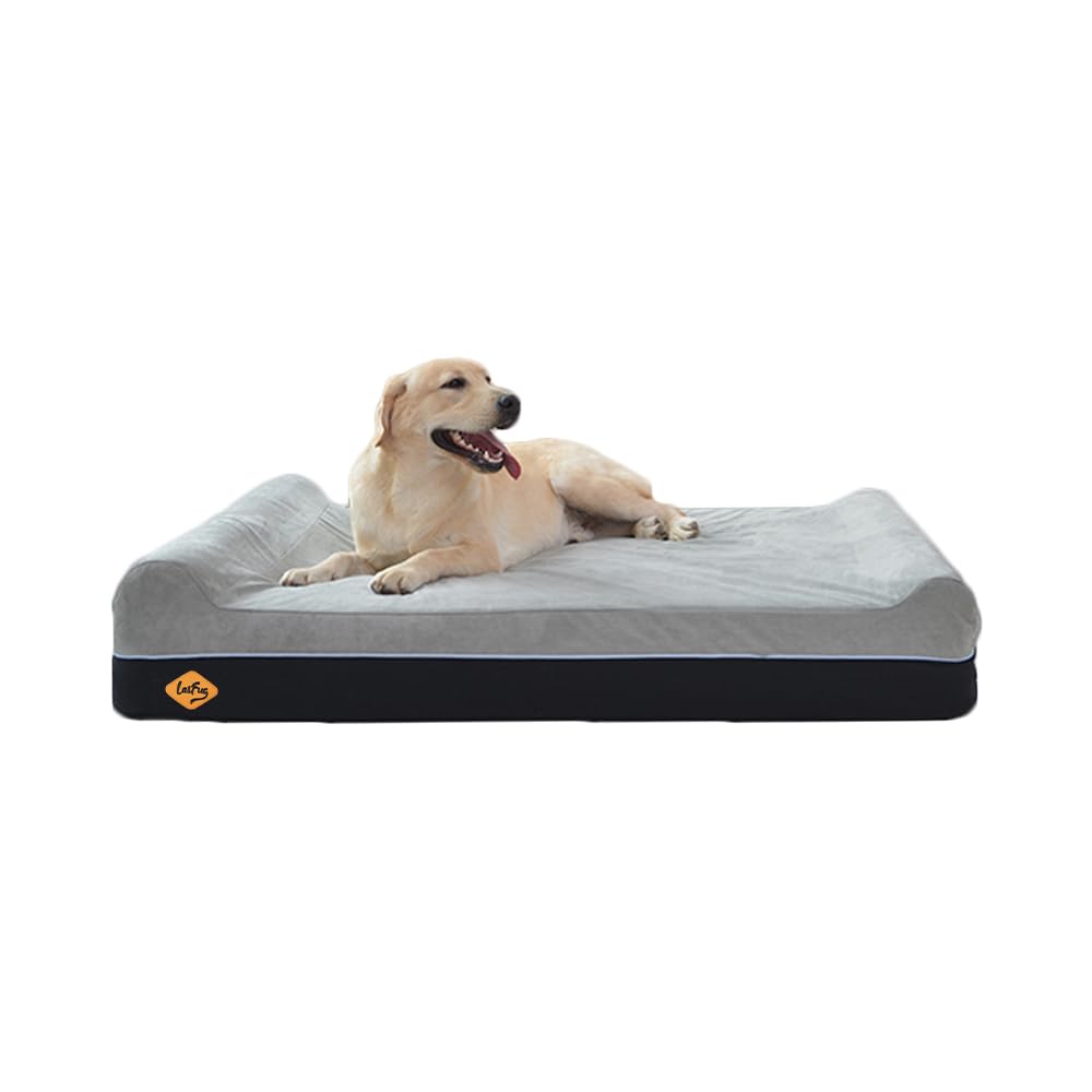 Laifug orthopedic memory foam bed front view with double pillow design for neck support