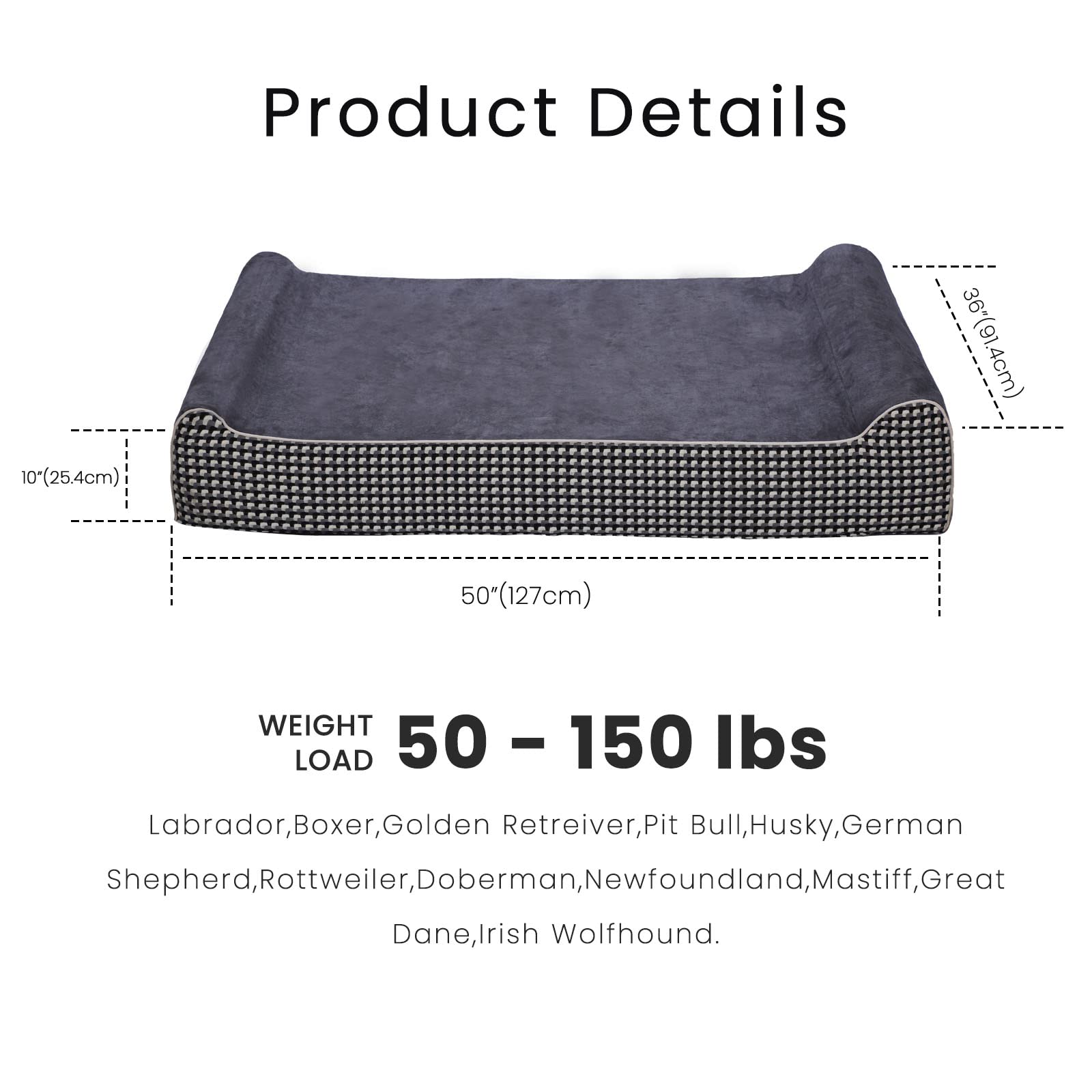 Laifug bed side profile highlighting 10-inch height for plush, stable rest.