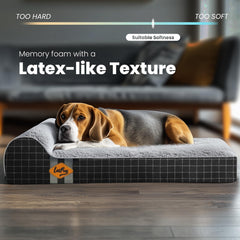Laifug orthopedic memory foam dog bed large black grid gray side profile illustrating support
