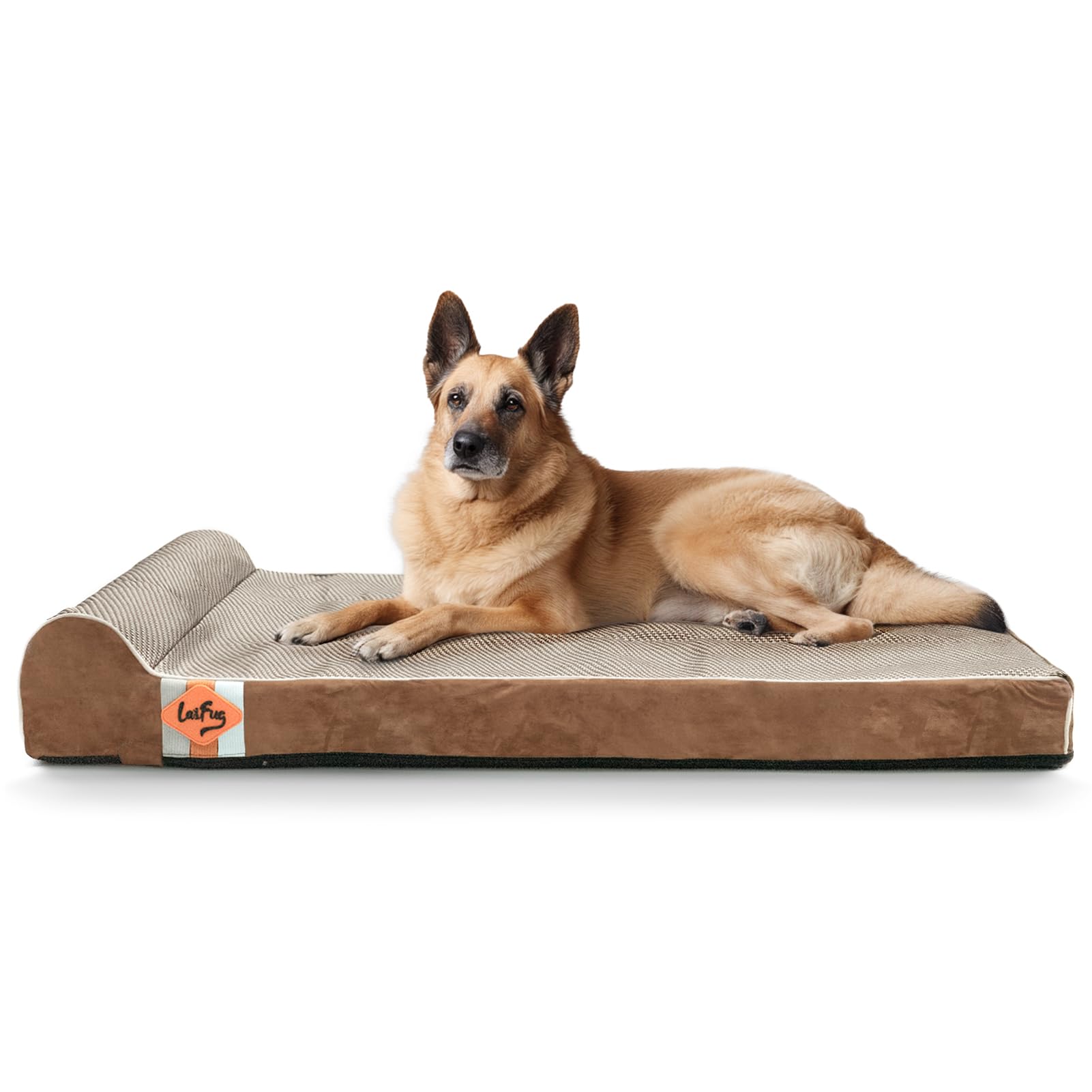 Laifug orthopedic-memory-foam-dog-bed-large-pillow provides joint support during restful sleep.