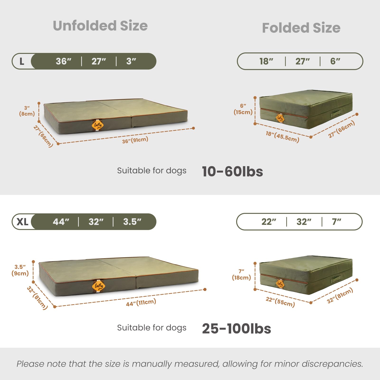 Laifug outdoor orthopedic dog bed foam detail shows supportive core