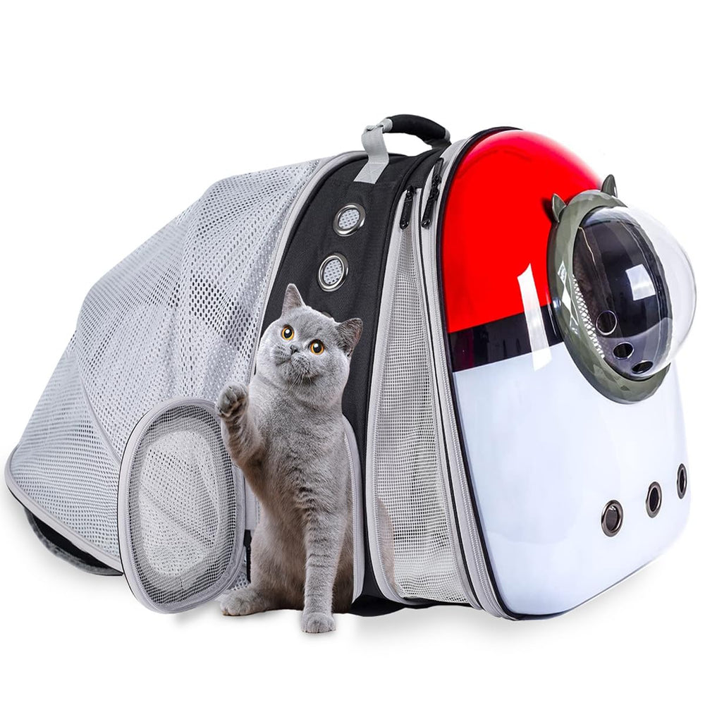 LAIRIES Dual Expandable Cat Backpack with front bubble window for easy pet transport.