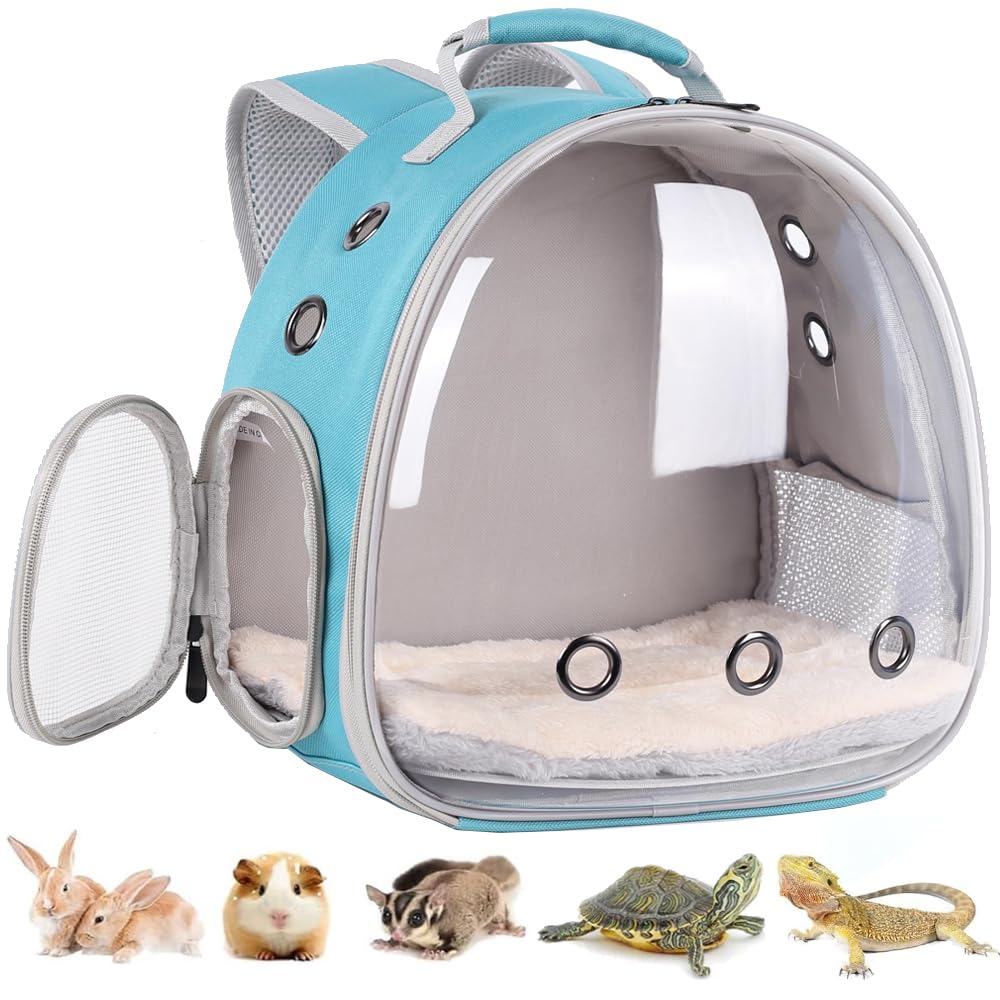 LAIRIES portable small animal backpack bubble window provides clear visibility during travel.