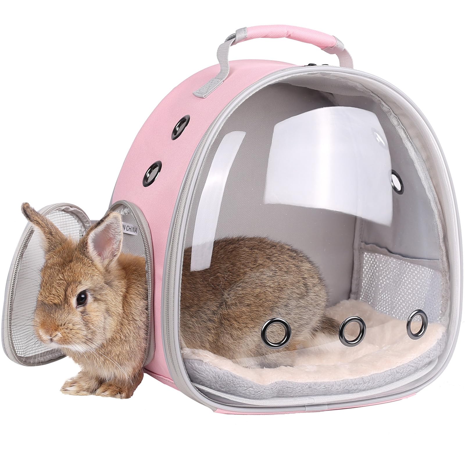 Lairies portable small-animal backpack front view showing roomy interior for pets