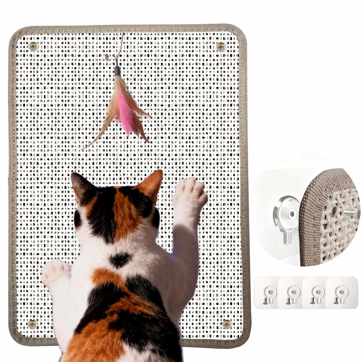 LAJEF cat nail file scratcher top layer with natural sisal surface for scratching and paw comfort
