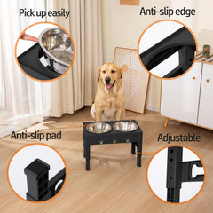 LAKIPETN elevated bowls with bowls inside easy-clean stainless steel