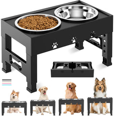 LAKIPETN elevated bowls full setup aids quick, comfortable feeding