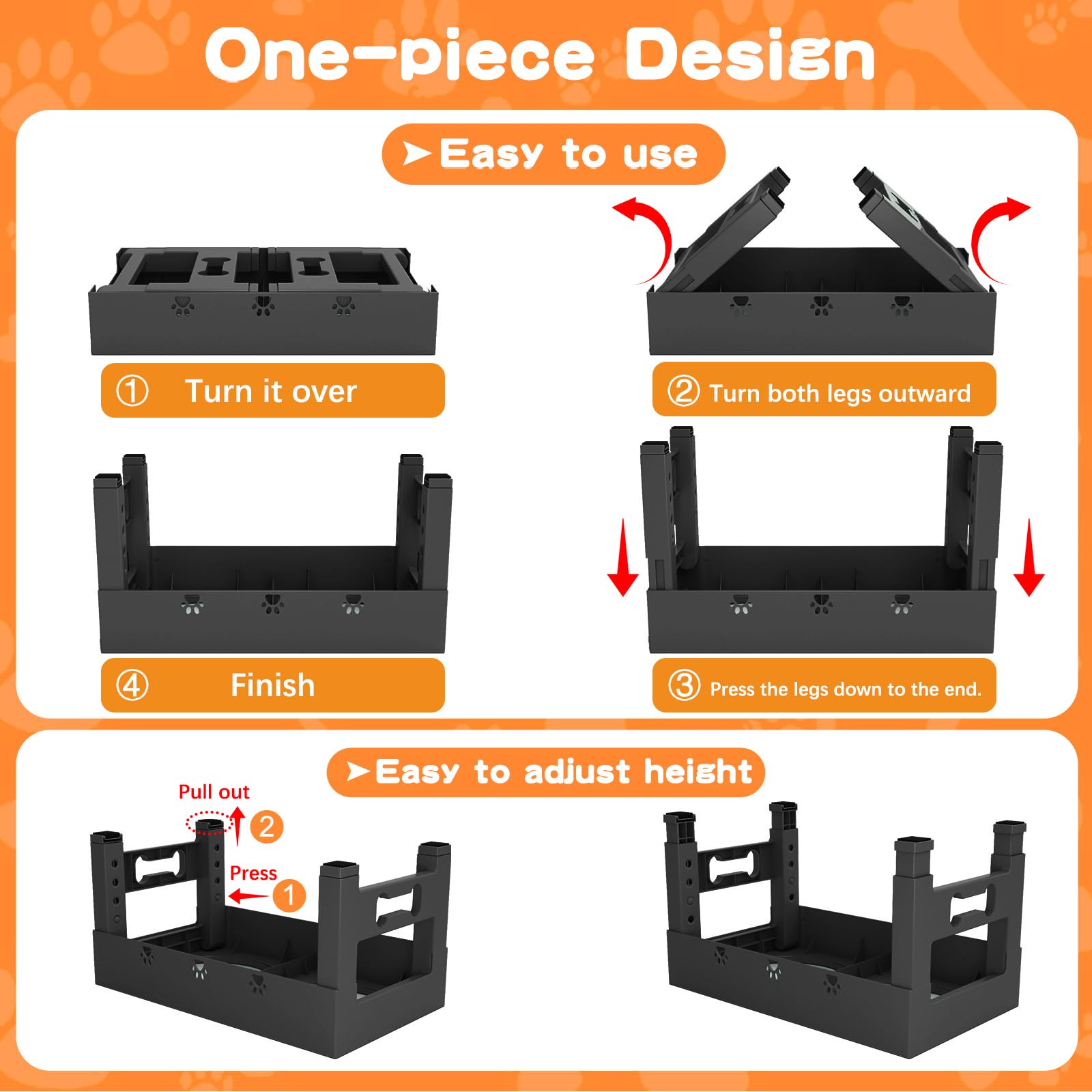 LAKIPETN elevated bowls height button enables quick height adjustments