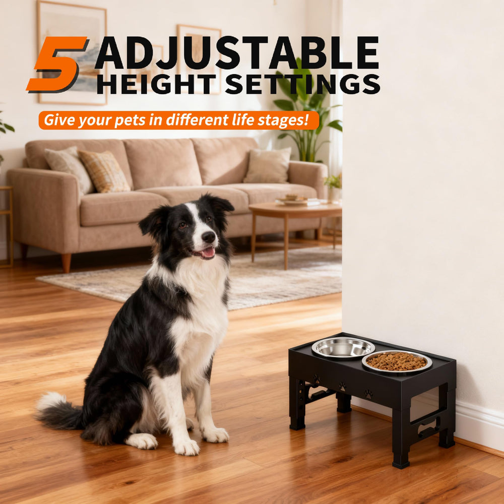 LAKIPETN elevated bowls stand closeup highlights sturdy ABS frame for durability