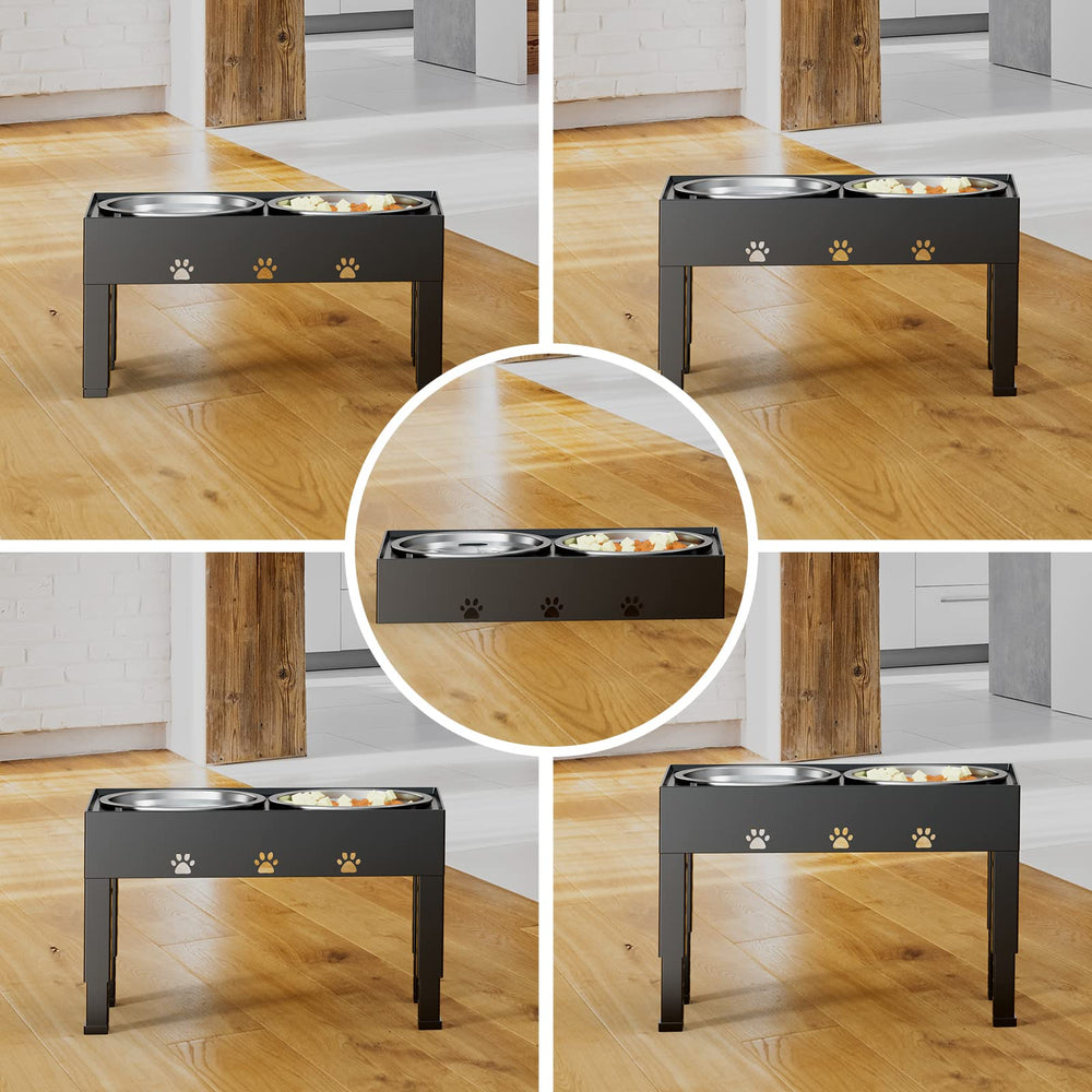 LAKIPETN elevated dog bowls black non-slip stand provide quiet meals.