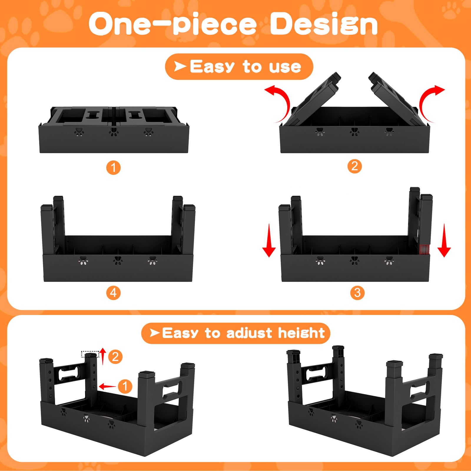 LAKIPETN elevated dog bowls feature detachable stainless steel bowls for cleaning.