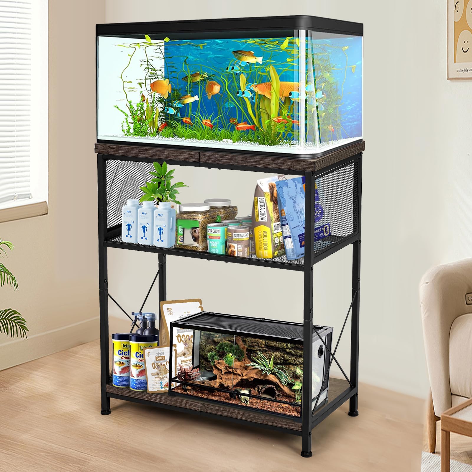 LALA IKAI fish tank stand top view shows sturdy steel frame and level surface