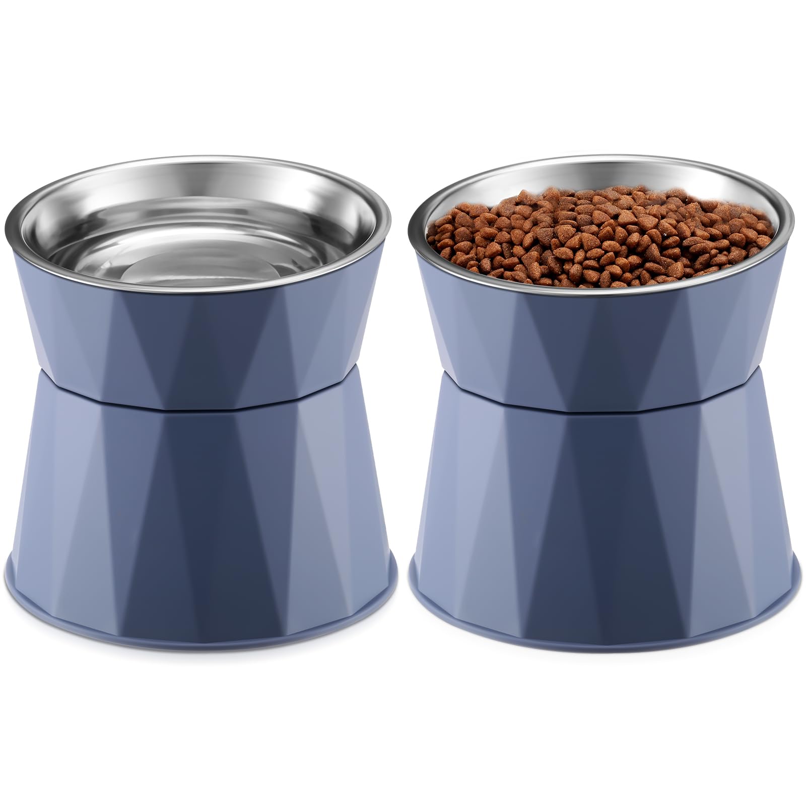 Lallisa elevated cat bowls blue set with stand showcases comfortable feeding.