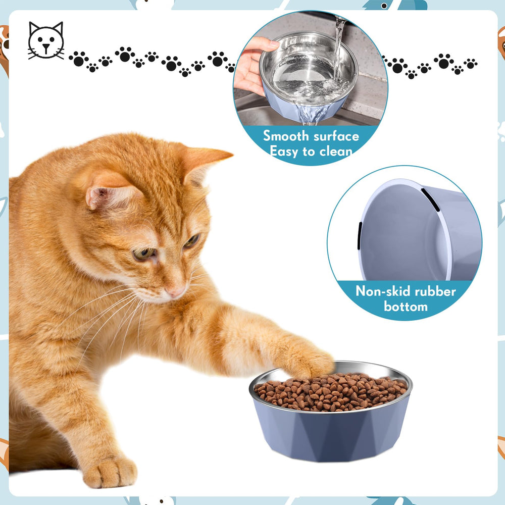 Lallisa blue elevated feeder shows non-slip pads for stable meals.