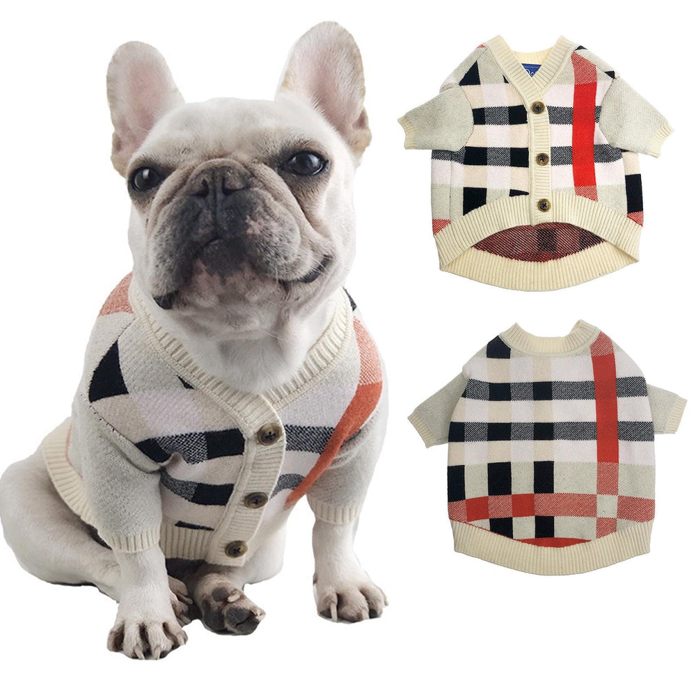 Lamiaraga Soft Rabbit Cashmere sweater front view keeps small dogs warm during walks.