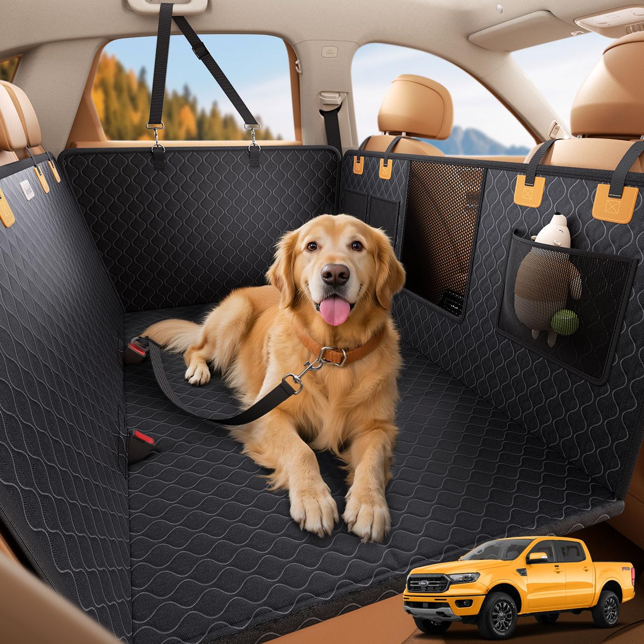 Lamicall dog car seat cover back-seat extender provides full coverage to prevent slipping.