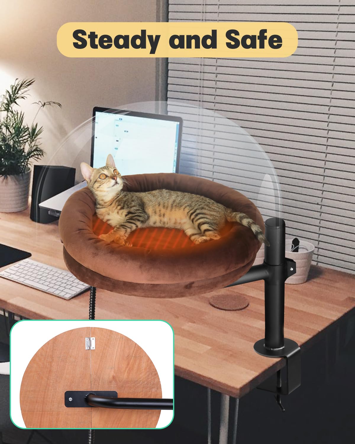Lamlingo heated brown finish bed provides warm naps for kittens